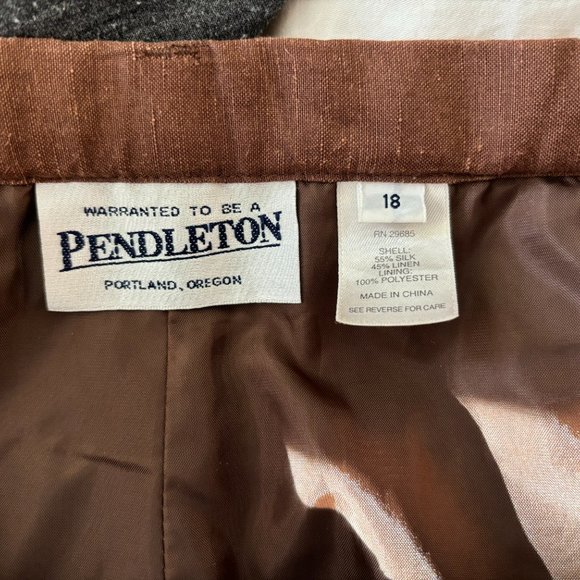 Vintage Pendleton Woolen Mills Silk/Linen Women's Brown Trousers - Picture 2 of 5